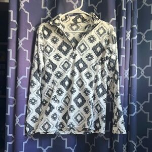 Eddie Bauer Black and White Aztec Quarter Zip